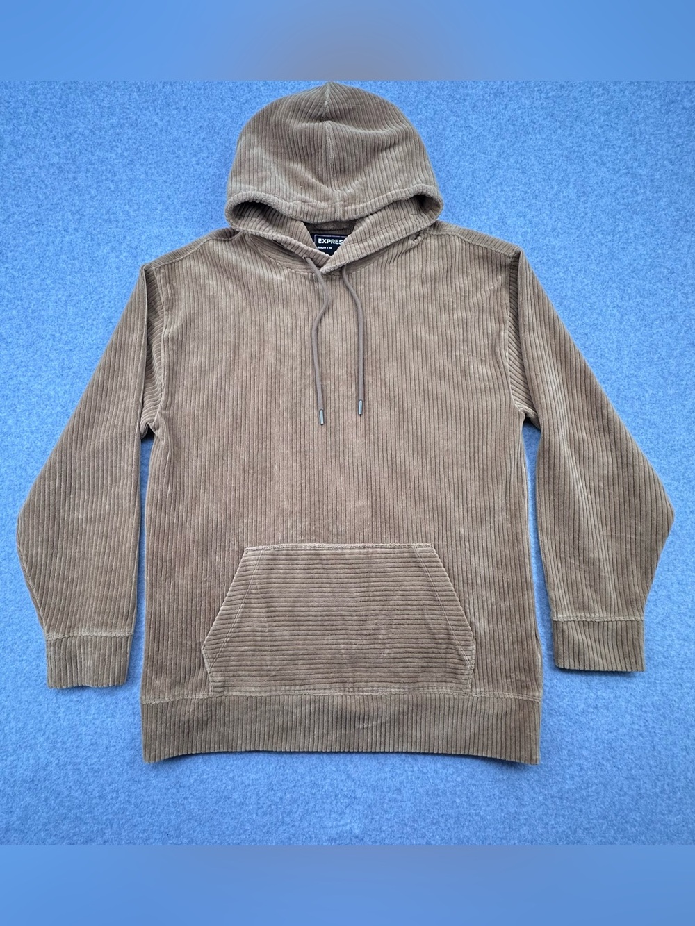 Express Men’s Corduroy Hoodie in Taupe Brown